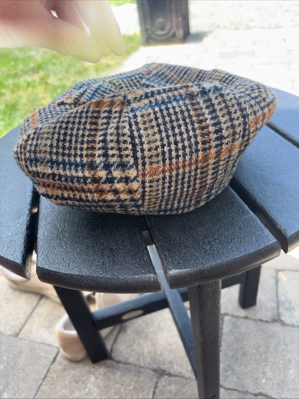 Vintage Stetson Glen Plaid Brown & Navy Plaid Newsboy Cap - Men Size 7 - Picture 5 of 11
